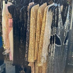 20 Dresses Sequence Holiday Party Event Dinner S - XL Elegant Black Silver Gold